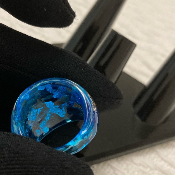 2 for $20 - Abstract Blue & Bronze Bubble Ring - Picture 3 of 3